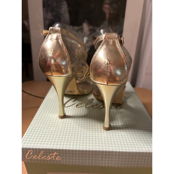 New Women’s Celeste Charlize 3.5” High Heel 👠 Shoes Gold Rhinestones size 10 - Picture 4 of 7